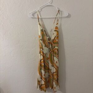 Wild Fable Floral Dress in Orange and Olive